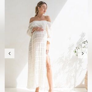 Angel Maternity Mariana Sheer Maternity Photoshoot Dress in White